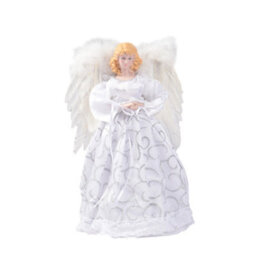 Living And Home Pre Lit Christmas Angel Tree Topper Christmas Decoration Xmas Ornament With White Dress - thumbnail 4