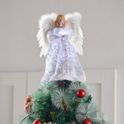 Living And Home Pre Lit Christmas Angel Tree Topper Christmas Decoration Xmas Ornament With White Dress - thumbnail 3