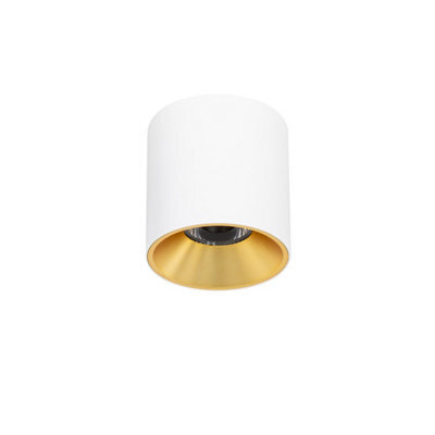 Luminosa Lighting Luminosa Altisma 9.5Cm Surface Mounted Downlight Matt White, Gold Inside 3000K Warm White - image 1