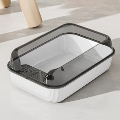 Living And Home Large Semi Closed Cat Litter Box Cat Litter Tray With Rim And Scoop - image 1