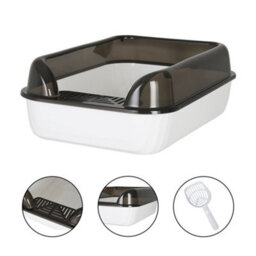 Living And Home Large Semi Closed Cat Litter Box Cat Litter Tray With Rim And Scoop - thumbnail 3