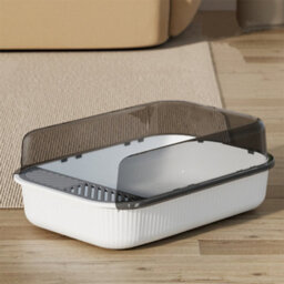 Living And Home Large Semi Closed Cat Litter Box Cat Litter Tray With Rim And Scoop - thumbnail 2