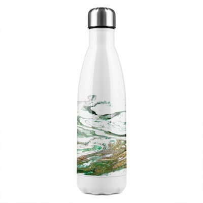 Benjamin Tate Design Green & Gold Marble Stainless Steel Bottle Designer Style - image 1