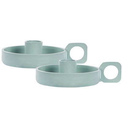 Beliani Set Of 2 Candle Holders Chorio Metal 4 Cm Mint Green - image 1