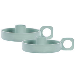 Beliani Set Of 2 Candle Holders Chorio Metal 4 Cm Mint Green
