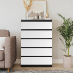 Urbn-Living Urbnliving 109Cm Height 5 White Drawer Skagen Black Wooden Bedroom Chest Cabinet No Handle Storage Cupboard - thumbnail 2