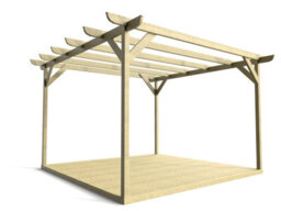 Arbor Garden Solutions Timber Pergola And Decking Complete Diy Kit, Corbel Design (4.2M X 4.2M, Rustic Brown Finish) - thumbnail 7