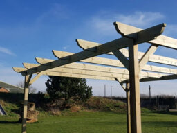 Arbor Garden Solutions Timber Pergola And Decking Complete Diy Kit, Corbel Design (4.2M X 4.2M, Rustic Brown Finish) - thumbnail 6