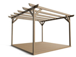Arbor Garden Solutions Timber Pergola And Decking Complete Diy Kit, Corbel Design (4.2M X 4.2M, Rustic Brown Finish) - thumbnail 1