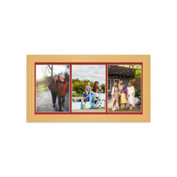 AK Frames 16X8 Country Pine Classic Multi Photo Frame With Crimson Mount - Holds 3 Apertures (3X) 7X5 Photos - thumbnail 1