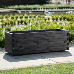 Primrose Grey Pine Wood Rectangle Raised Trough Outdoor Garden Planter In 110Cm - thumbnail 1