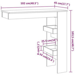 Vidaxl Wall Bar Table Smoked Oak 102X45X103.5 Cm Engineered Wood - thumbnail 9