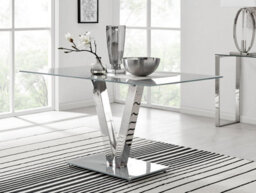 Furniturebox Uk Florini V Grey Dining Table And 6 Grey Milan Black Leg Chairs - thumbnail 2