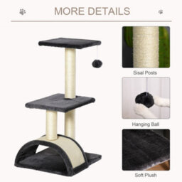 Pawhut Cat Tree Tower With Sisal Scratch Post, Arc Perch, 72Cm, Smoky Grey - thumbnail 5