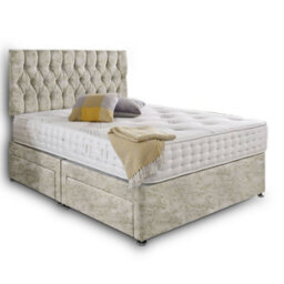 Dining Tables Beirut Matching Headboard Divan Set, 2 Drawer On Same Side With Sprung 1500 Comfort Mattress - Crushed Champagne - Double - thumbnail 4