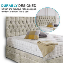 Dining Tables Beirut Matching Headboard Divan Set, 2 Drawer On Same Side With Sprung 1500 Comfort Mattress - Crushed Champagne - Double - thumbnail 3