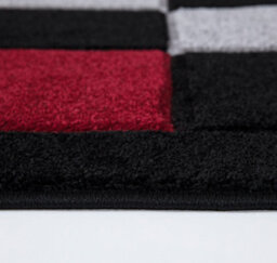 Smart Living Modern Thick Havana Carved Area Rug, Living Room Carpet, Kitchen Floor, Bedroom Soft Rugs 60Cm X 220Cm - Black Red - thumbnail 4