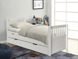 Comfy Living 3Ft Pine Wooden Trundle Bed With Storage Drawers In White - thumbnail 1