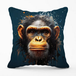 Warren Reed Designer Splashart Realistic Monkey Face Cushions 60Cm X 60Cm - thumbnail 1
