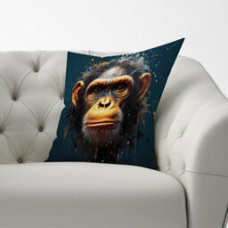 Warren Reed Designer Splashart Realistic Monkey Face Cushions 60Cm X 60Cm - thumbnail 2