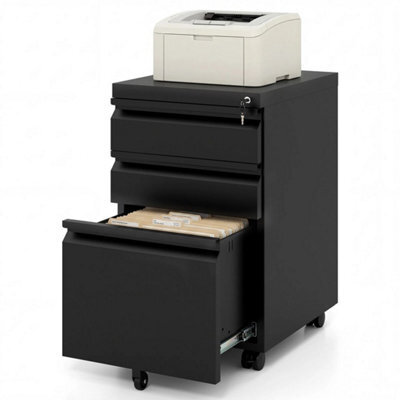 3-Drawer Rolling Metal File Cabinet With Casters And Lock Keys - image 1