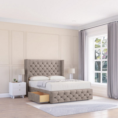 "Sloomy Luthor Plush Memory Foam Bed Set ,no Drawers, Mattress & 54"" Wingback Headboard With 12"" Footboard - Small Double" - image 1