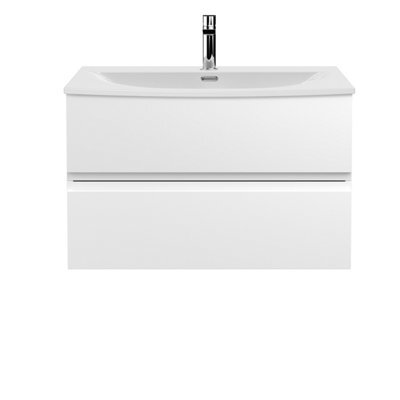 Hudson Reed Urban 810mm Satin White Wall Hung Vanity Unit And Curved Basin With U-Shape Drawer, 550 X 810 X 395mm - image 1
