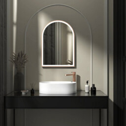 Royal Bathrooms Venice 500 X 700mm Brushed Bronze Frontlit Arched Framed Led Illuminated Bathroom Mirror With Touch Sensor - thumbnail 3
