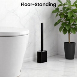 2-Piece Set Of Silicone Toilet Brush And Holder, Wall Mounted Cleaning Brush - Black - thumbnail 4