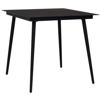 Walplus Garden Dining Table Black 80X80X74 Cm Steel And Glass - image 1