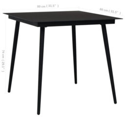 Walplus Garden Dining Table Black 80X80X74 Cm Steel And Glass - thumbnail 4