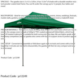 Loops Durable 3X4.5M Green Pop-Up Gazebo With Side Walls For Outdoor Events - thumbnail 5
