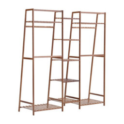 Darphe Freestanding Bamboo Clothing Rack With 5 Tier Storage Shelves Multi-Functional Clothes Hanging Rack Stand - thumbnail 5