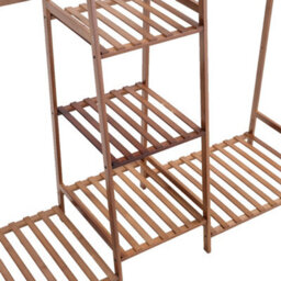 Darphe Freestanding Bamboo Clothing Rack With 5 Tier Storage Shelves Multi-Functional Clothes Hanging Rack Stand - thumbnail 6