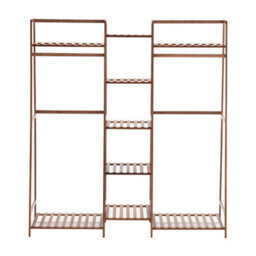 Darphe Freestanding Bamboo Clothing Rack With 5 Tier Storage Shelves Multi-Functional Clothes Hanging Rack Stand - thumbnail 4