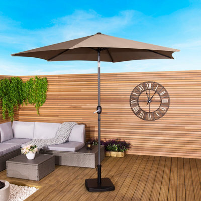 Charles Bentley Garden Metal Patio Garden Umbrella Parasol Crank & Tilt Taupe - image 1