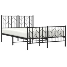 Berkfield Metal Bed Frame Without Mattress With Footboard Black 120X200Cm - thumbnail 3
