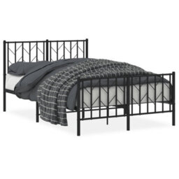 Berkfield Metal Bed Frame Without Mattress With Footboard Black 120X200Cm - thumbnail 2
