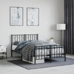 Berkfield Metal Bed Frame Without Mattress With Footboard Black 120X200Cm - thumbnail 1