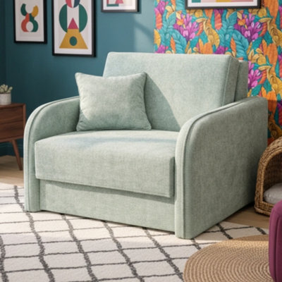 Single Sofa Bed With Sleeping Function Easy 1 Green Bonnell Spring Seating And Storage Compact Settee For Small Guest Rooms - image 1