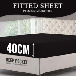 Bedlooms Double Fitted Sheet 40Cm Extra Deep - Soft Microfiber Deep Pocket Elasticated Bed Fitted Sheets Black, 137X190 Cm - thumbnail 3