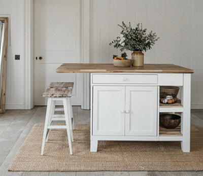 Statement Furniture Florence White Kitchen Island With Cupboard And Shelves - image 1