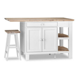 Statement Furniture Florence White Kitchen Island With Cupboard And Shelves - thumbnail 5