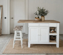Statement Furniture Florence White Kitchen Island With Cupboard And Shelves