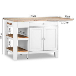 Statement Furniture Florence White Kitchen Island With Cupboard And Shelves - thumbnail 4