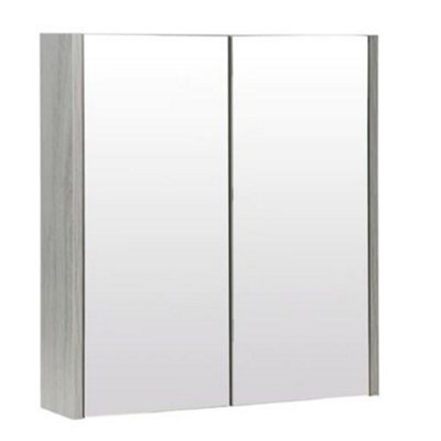 Clifton Mirror Bathroom Cabinet 600mm Wide - Silver Oak - image 1