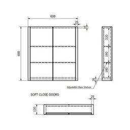 Clifton Mirror Bathroom Cabinet 600mm Wide - Silver Oak - thumbnail 4