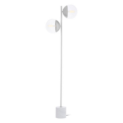 Premier Housewares Interiors By Premier Sturdy Chrome Finish 2 Light Floor Lamp, Minimalist Bedroom Lamp, Double Glass Globe Tall Lamp On Floor - image 1