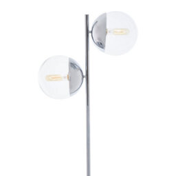 Premier Housewares Interiors By Premier Sturdy Chrome Finish 2 Light Floor Lamp, Minimalist Bedroom Lamp, Double Glass Globe Tall Lamp On Floor - thumbnail 9