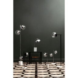 Premier Housewares Interiors By Premier Sturdy Chrome Finish 2 Light Floor Lamp, Minimalist Bedroom Lamp, Double Glass Globe Tall Lamp On Floor - thumbnail 3